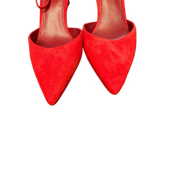 Kate Spade Voila Pumps Red Tassel Suede Pointed Toe Kitten Heels Size 10 - Picture 4 of 9